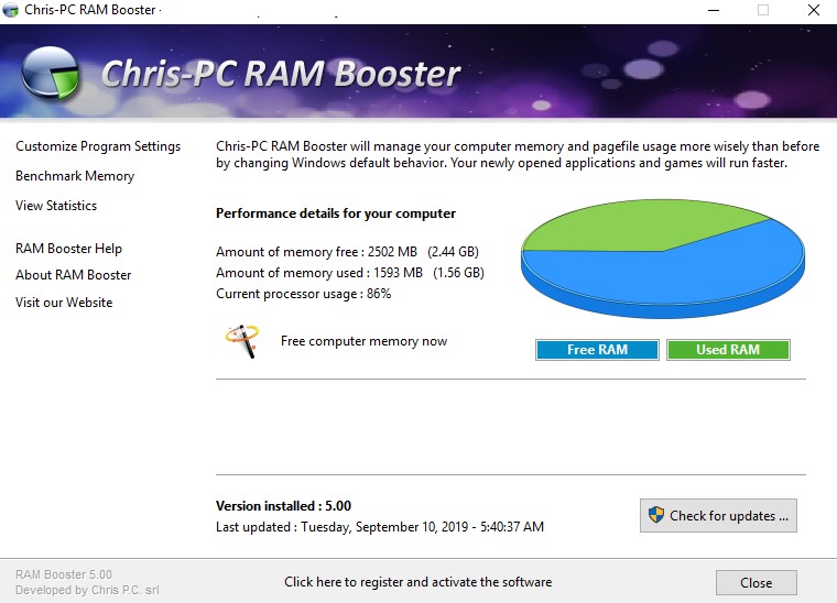 Chris-PC RAM Booster 7.06.14 download the new version for windows